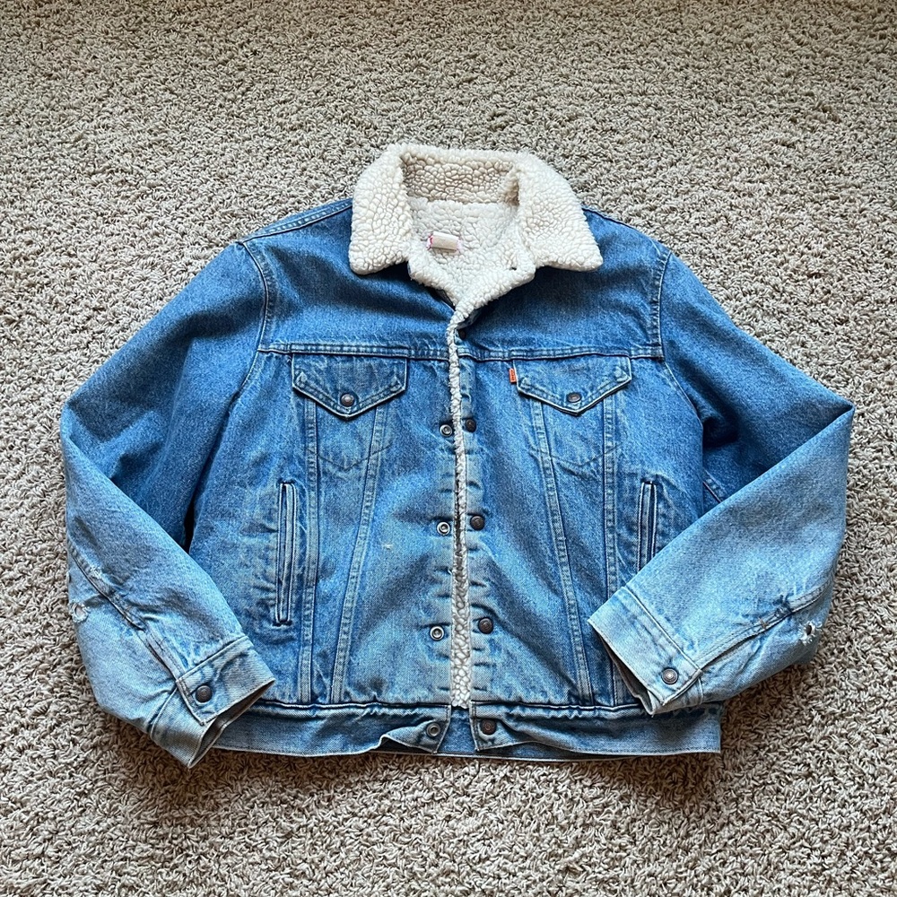 Levis orange tab sherpa and denim trucker jacket